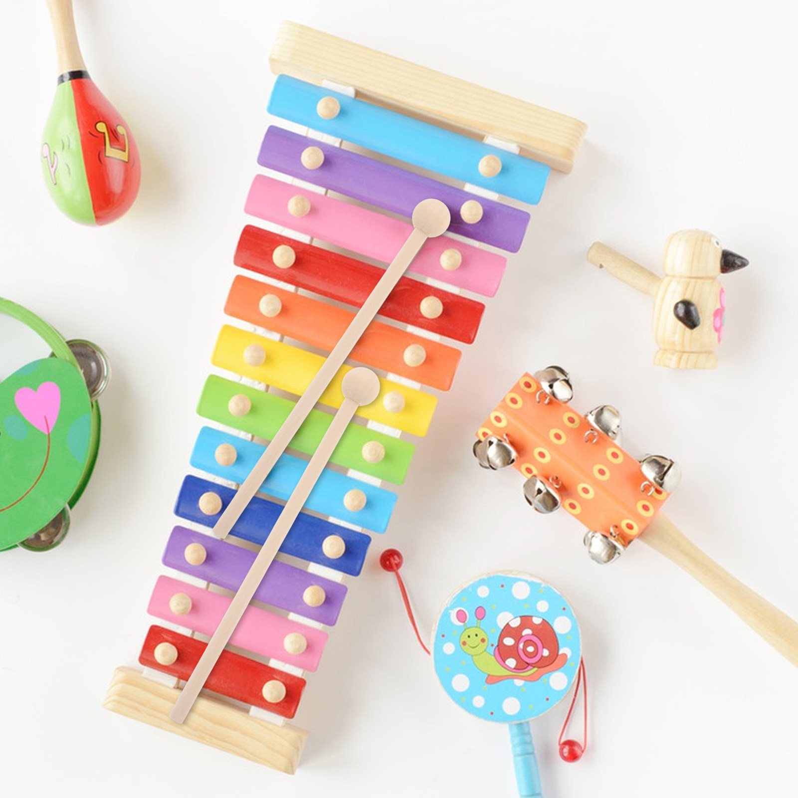 10Pcs 어린이용 나무 망치 타악기 드럼스틱 실로폰  - Musical Instrument Mallet 리뷰 및 가격
