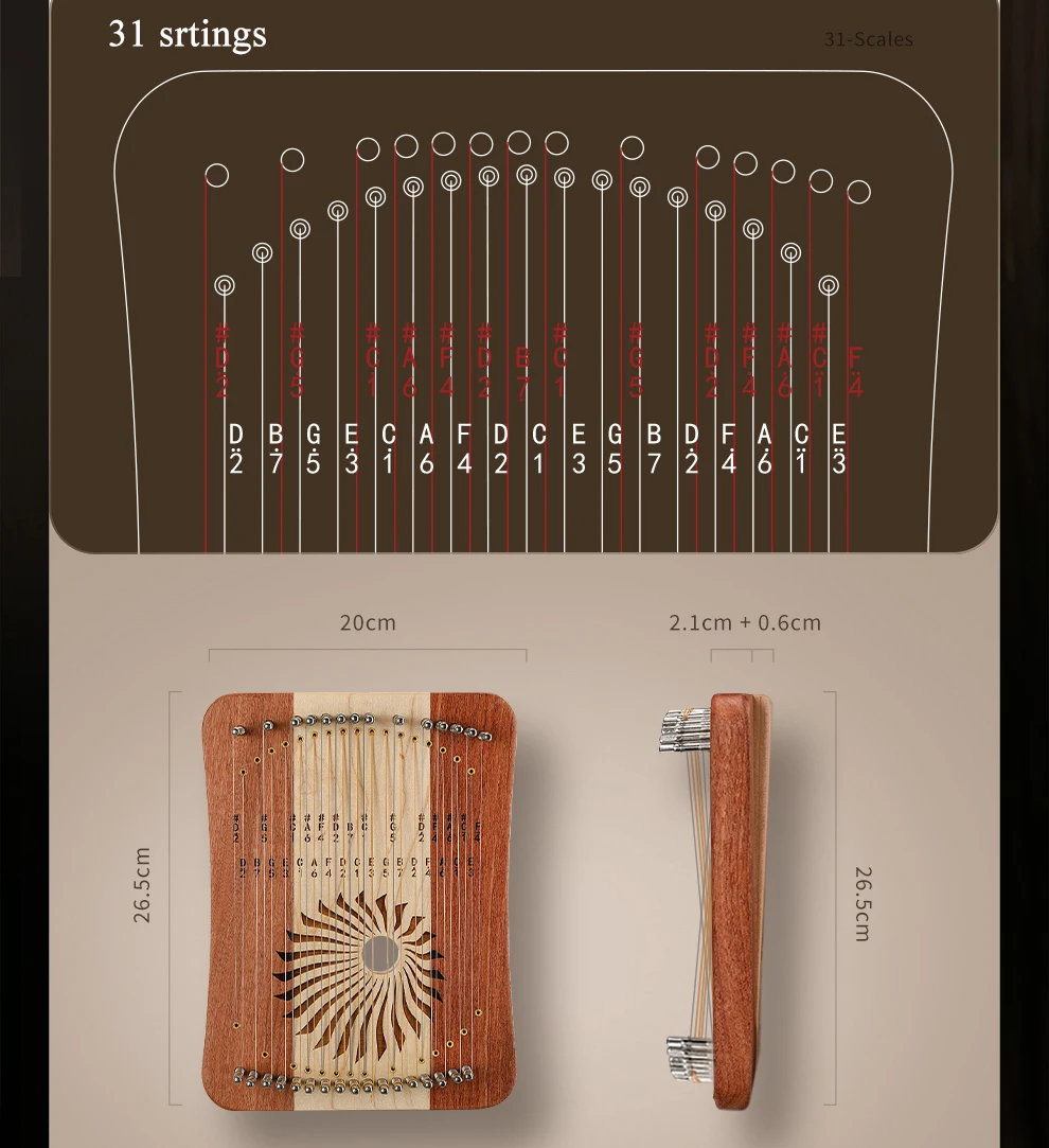 Hluru 리어 31현 엄지 칼리레 17현 손가락 하프 - Musical Instrument Lyre 리뷰 및 가격